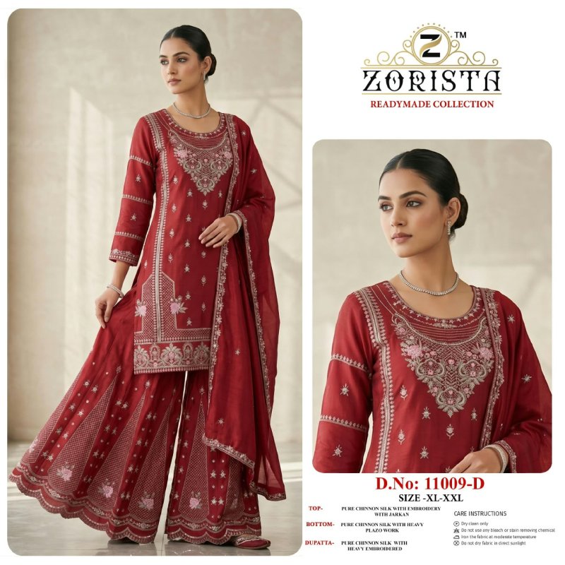 11009 A To D By Zorista Chinon Silk Readymade Pakistani Suits